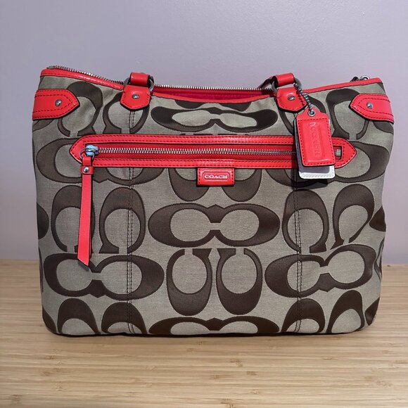 Coach Handbags - Coach Shoulder Bag With Orange Trim
